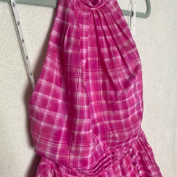 Aje Bungalow Sienna Halter Open Back Tiered Slit Maxi Dress Pink Size 8 Barbie - Picture 5 of 16